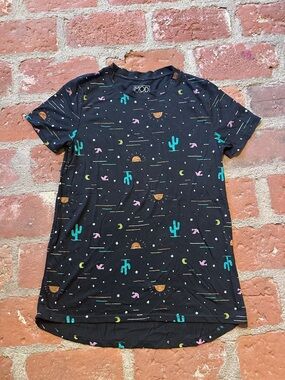 MODERN LUX XS Black Desert Print Tee with Cactus Moon Sun Bird Graphic Fitted